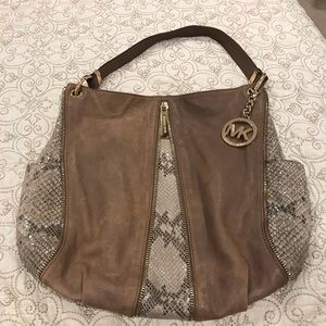 Michael Kors Bags - Michael Kors Tan/Snake Skin Shoulder Bag Michael Kors Bags - Michael Kors Tan/Snake Skin Shoulder Bag